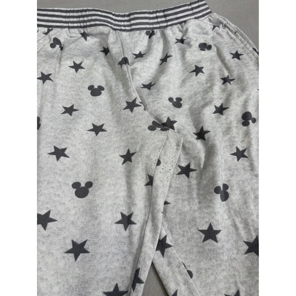 Disney Mickey Mouse Stars Pajama Set Gray Long Sleeve Top Joggers Large - Picture 6 of 7